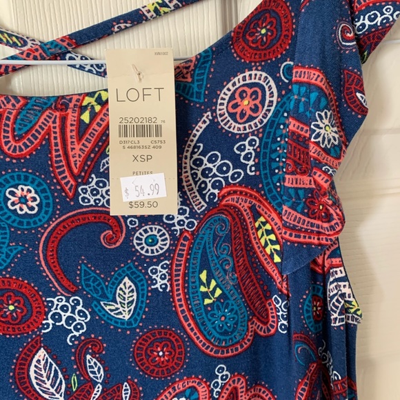 Loft paisley swing dress XS PETITE - Picture 3 of 4